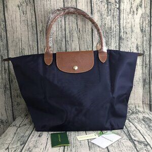 NWT Longchamp Le Pliage Original Large Shoulder Nylon Bag Tote Navy Blue